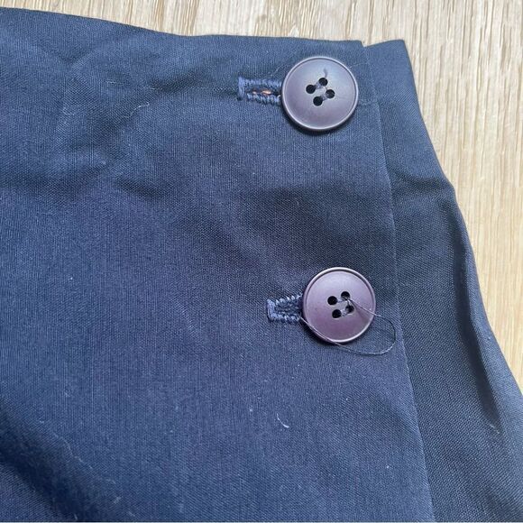 Tofy Vintage Floral Button Side Wrap Skirt Navy White Stripes  Tropical Flowers - Picture 3 of 7
